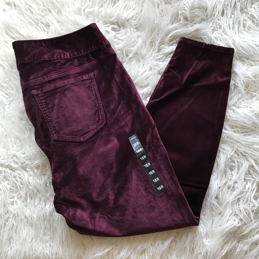 🆕TORRID‎ JEGGING - STRETCH VELVET BURGUNDY PURPLE - Picture 6 of 16